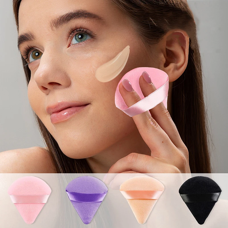 6/8Pcs Triangle Velvet Powder Puff Soft Mini Face Makeup Sponge Cosmetics Puff Washable Lightweight Foundation Makeup Tools