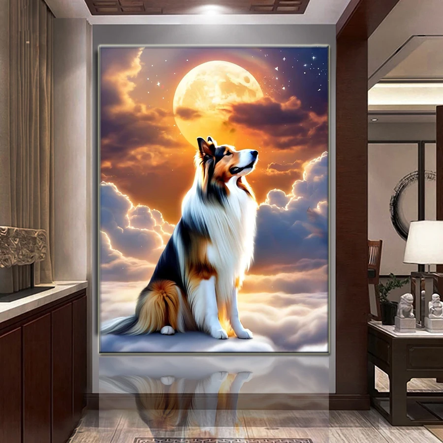 Full Square DIY Diamond Painting Collie Mosaic Rhinestones Picture  Sheep dog 5D Diamond Embroidery Sheltie Cross Stitch decor