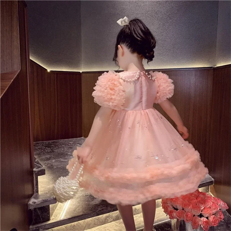 

Girl Dress Kids Party Birthday Evening Gown Cotton 2024 Sequin Spring Autumn High Quality Flower Girl Dress Children Clothing