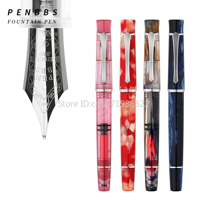 

Transparent PENBBS 495 Resin Piston Ink Absorption Fountain Pen Fine Nib Fashion Writing Office Gift Ink Pen Set School Supplies