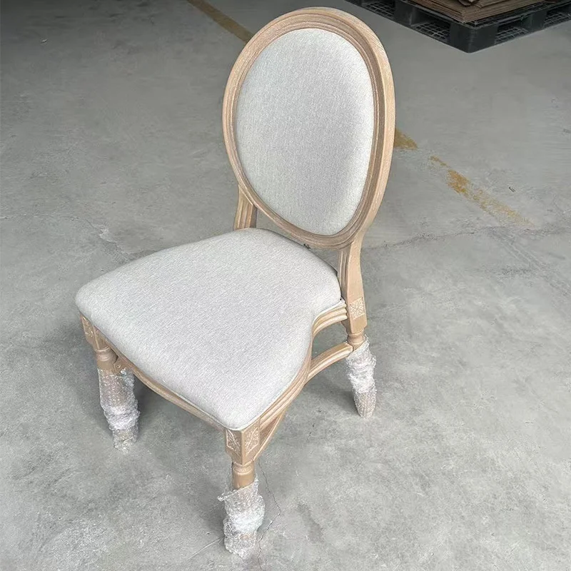 Modern Plastic Wood Grain Detachable Round-Back Small Package Stock Wedding Hotel Dining Chair Indoor/Outdoor