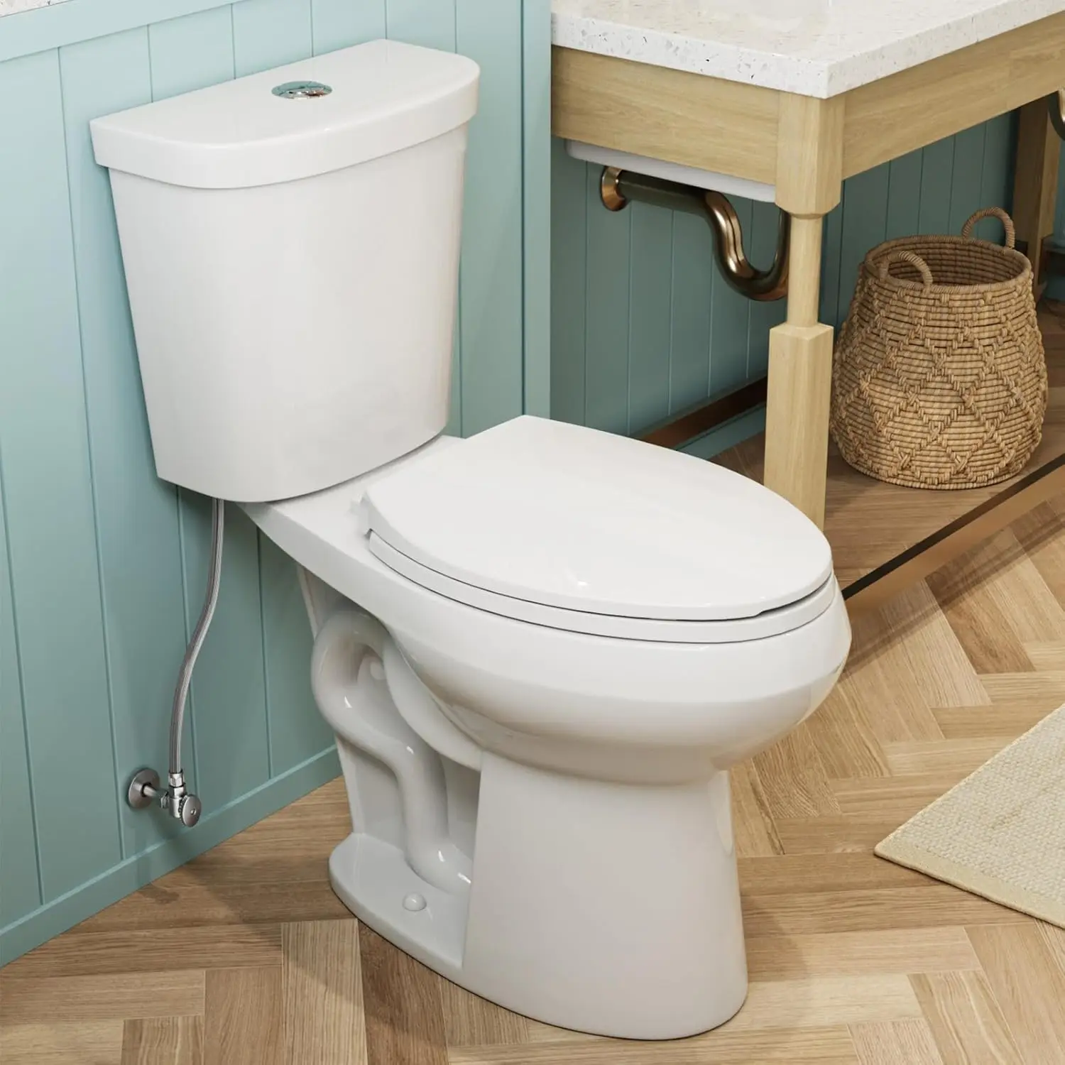 19 Inch Tall Toilets, Extra High Toilets with Comfort Chair Height Seat, 1.1/1.6 GPF Dual Flush Two-Piece Toilet, 12