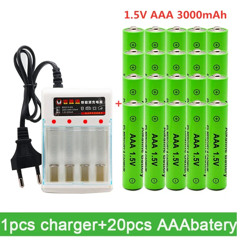 AAA1.5V batter 100% brand new 3000mAh rechargeable battery+charger, suitable for strong light flashlight cameras