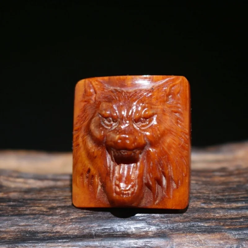 

Tibetan Old Yak Bone Head for Men, Essential Wolf , Exquisitely Crafted, Highly Polished, Antique Collectible Ring