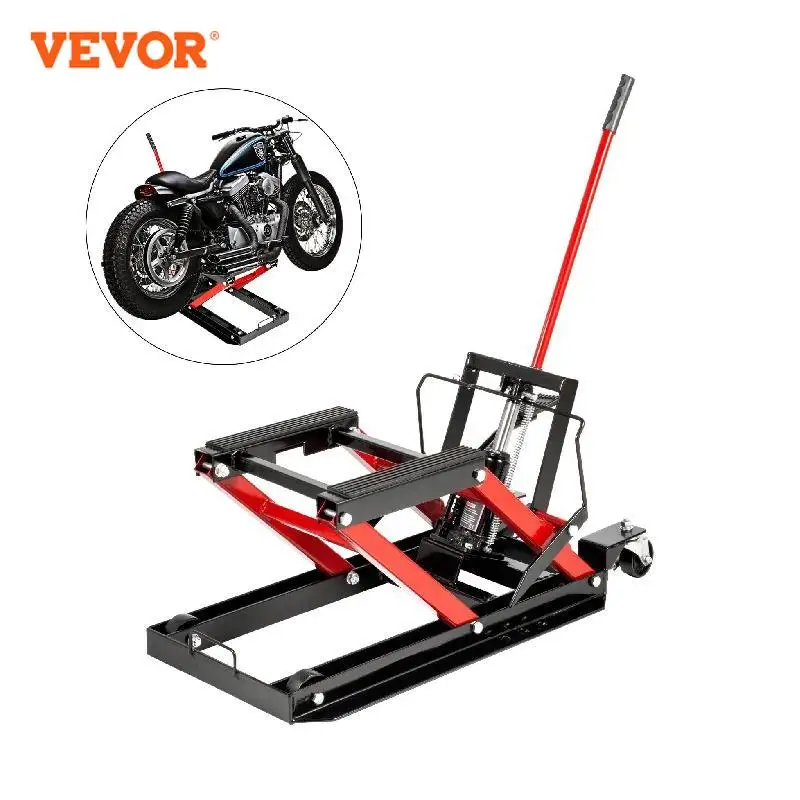 VEVOR Hydraulic Motorcycle Scissor Jack 1500 /1700 LBS Load Capacity Adjustable Portable Hoist Stand Lift Tool Non-Slip Rubber