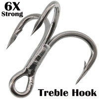 Treble Fishing Hook, Upgrade Cutting Blade, Short Shank, Black Nickle, 6x Strong, Big Game, 3/0 2/0 1/0 1 #2 #4 #6 #8 #