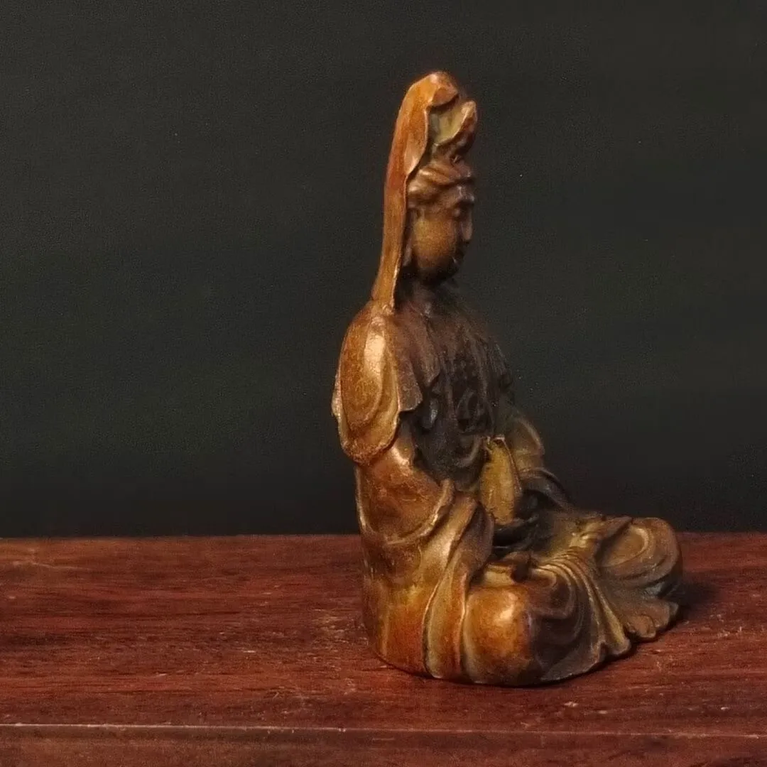 Blessing cast kwan-yin buddha statue figure collectable gift tea pet