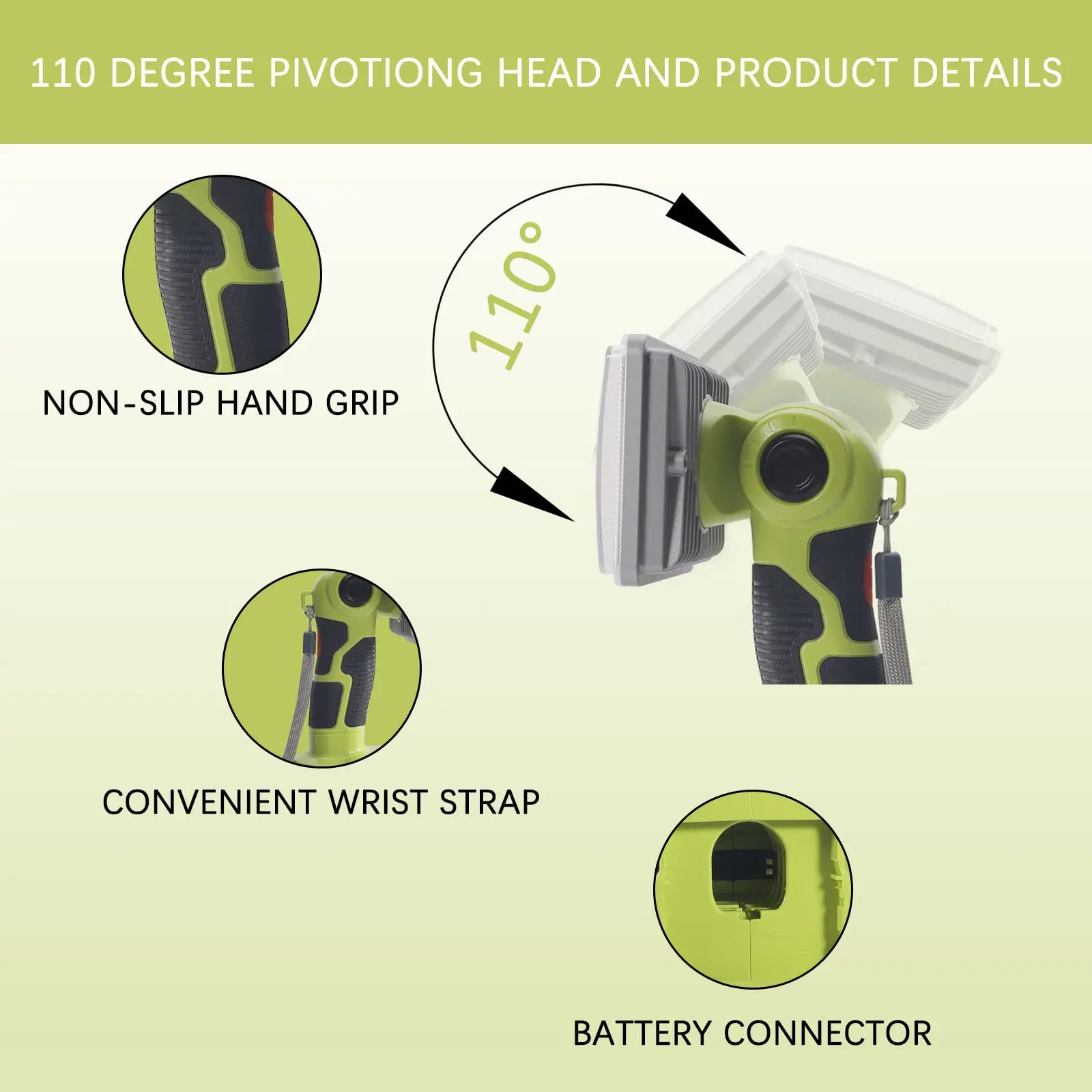 Cordless LED Work Light for Ryobi 18v ONE+Li-ion NiCd NiMh Batteries P108 2000LM Power LED Spotlight Handheld Flashlight Jobsite