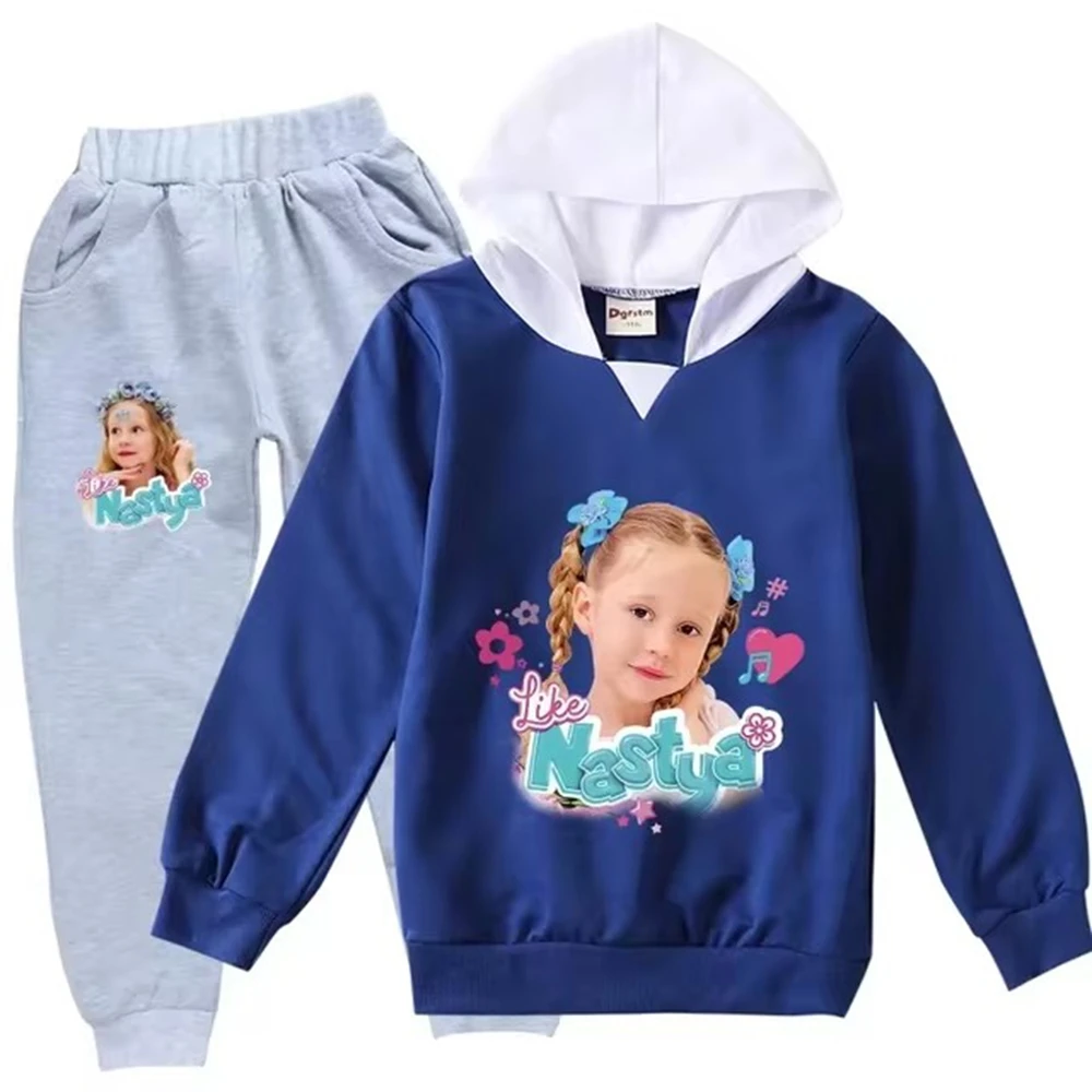 Like Nastya Show Clothes Kids Cartoon Tracksuit Baby Girls Hooded Sweatshirt Pants 2pcs Set toddler Boys Outfits Children's Sets