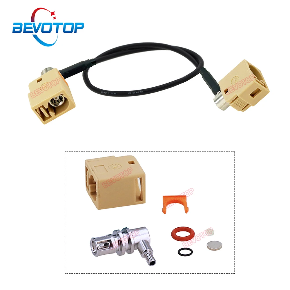 1 Cable Fakra Impermeable Beige Código I Hembra Ángulo Recto R/A 90 °   a R/A 90 ° Cable Automotriz BEVOTOP Fakra Jumper RG174 Pigtail