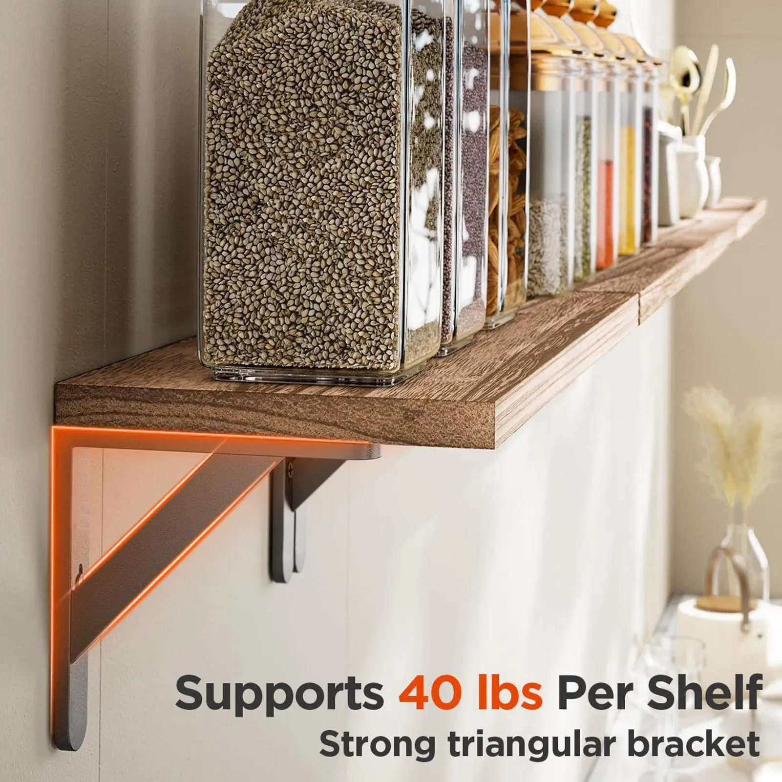 

Плавающая полка в деревенском стиле, деревянная с металлическими кронштейнами, книжная полка в фермерском доме, настенные украшения для кухни, спальни, гостиной, офиса