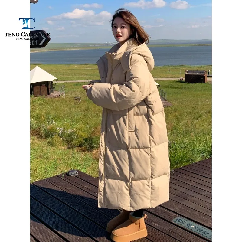 Long Cotton Hooded Jacket for Women, Thick and Loose Warm Jacket, Korean Version, Popular This Year, Winter, New Style, 2024