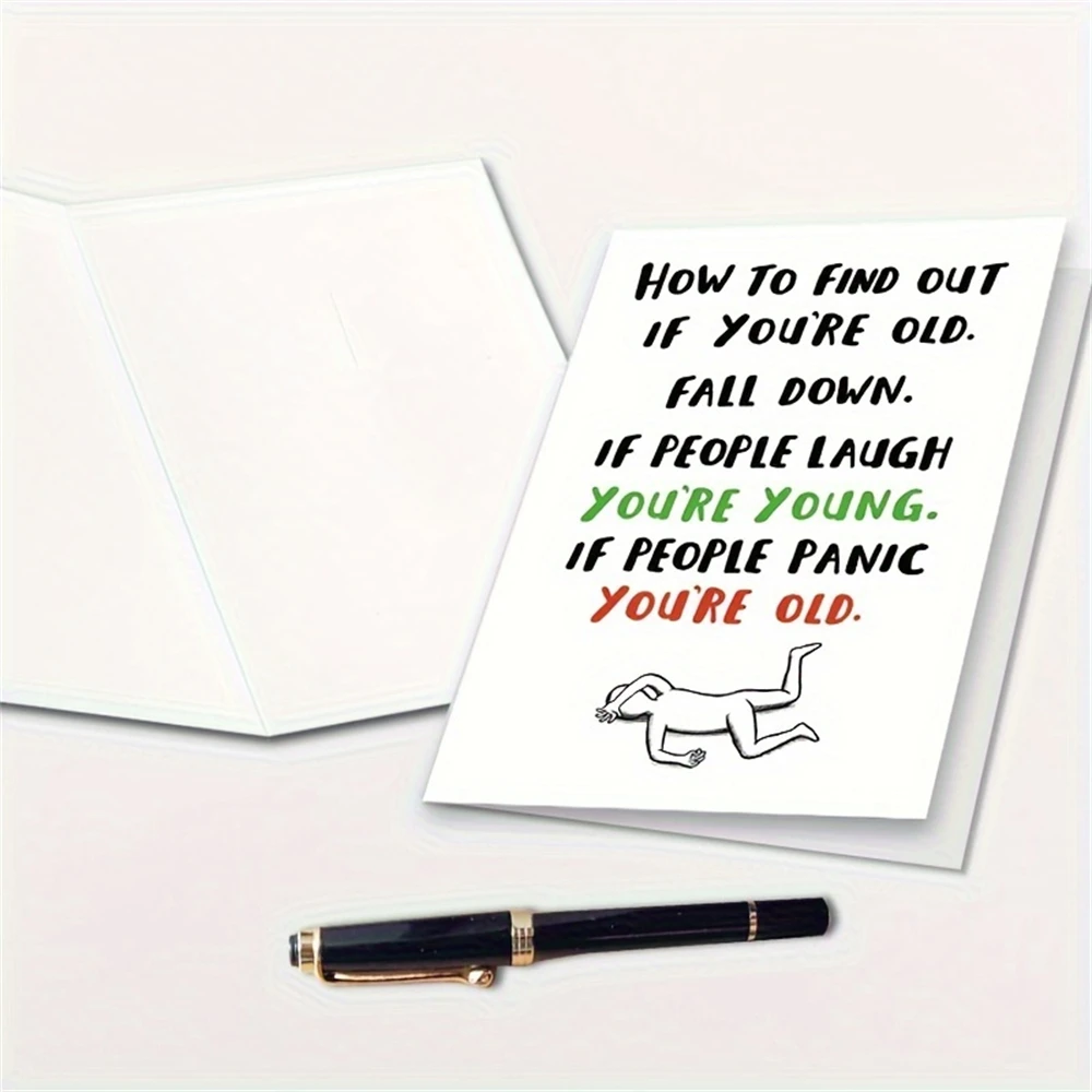1pc,Funny Happy Birthday Card For Men I Women. Humorous How To Find Out If Your Old Joke. Perfect For Mom Dad Grandpa 50th 60th
