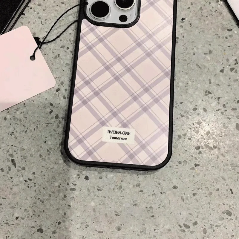 Ins New Cute Pink Grid  Phone Case For iPhone 16 Pro Max 15 Pro 14 13 12 11 Pro X Xr Xs max Mini 7 8 Plus Cute Y2K Phone Cases