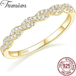 Trumium 100% 925 Sterling Silver Engagement rings for Women Cubic Zirconia Twisted Rope Eternity Wedding Band Ring anillos mujer