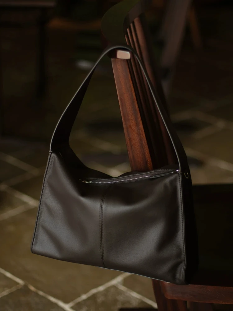 Black Fashion Genuine Leather Women Tote Bag\Handbag Simple Real Leather Lady Underarm Shoulder Bag 2026 New