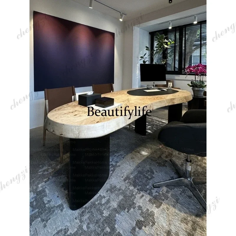M02 Medieval designer creative solid wood desk tree tumor light luxury computer desk desk