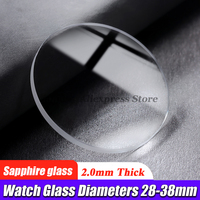 Watch Glass Sapphire Replacement Flat 2.0mm Thick in Diameters 28-38mm Transparent Crystal 1Pieces 29mm 30mm 31mm 32mm 34mm 36mm