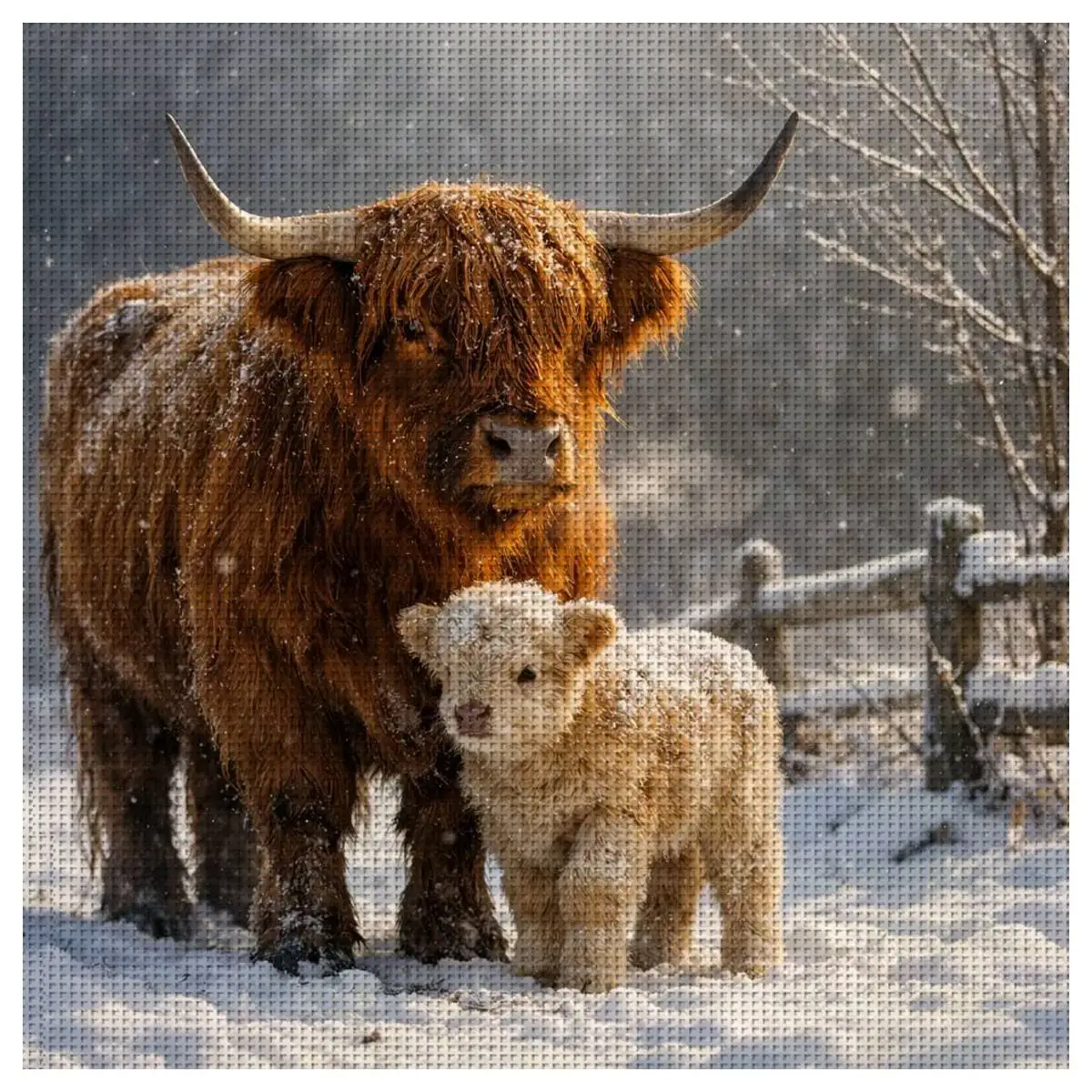 1pc 30X30CM/11.8inch Highland cattle Stamped Cross Stitch Kit DIY Kit 11/14/16CT DIY Embroidered Set DIY Cross-Stitch Set