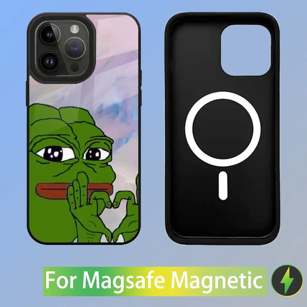 Funny P-Pepe Frog Phone Case For iPhone 15,14,13,12,11,Plus,Pro,Max Mini Magsafe Magnetic Wireless Charging