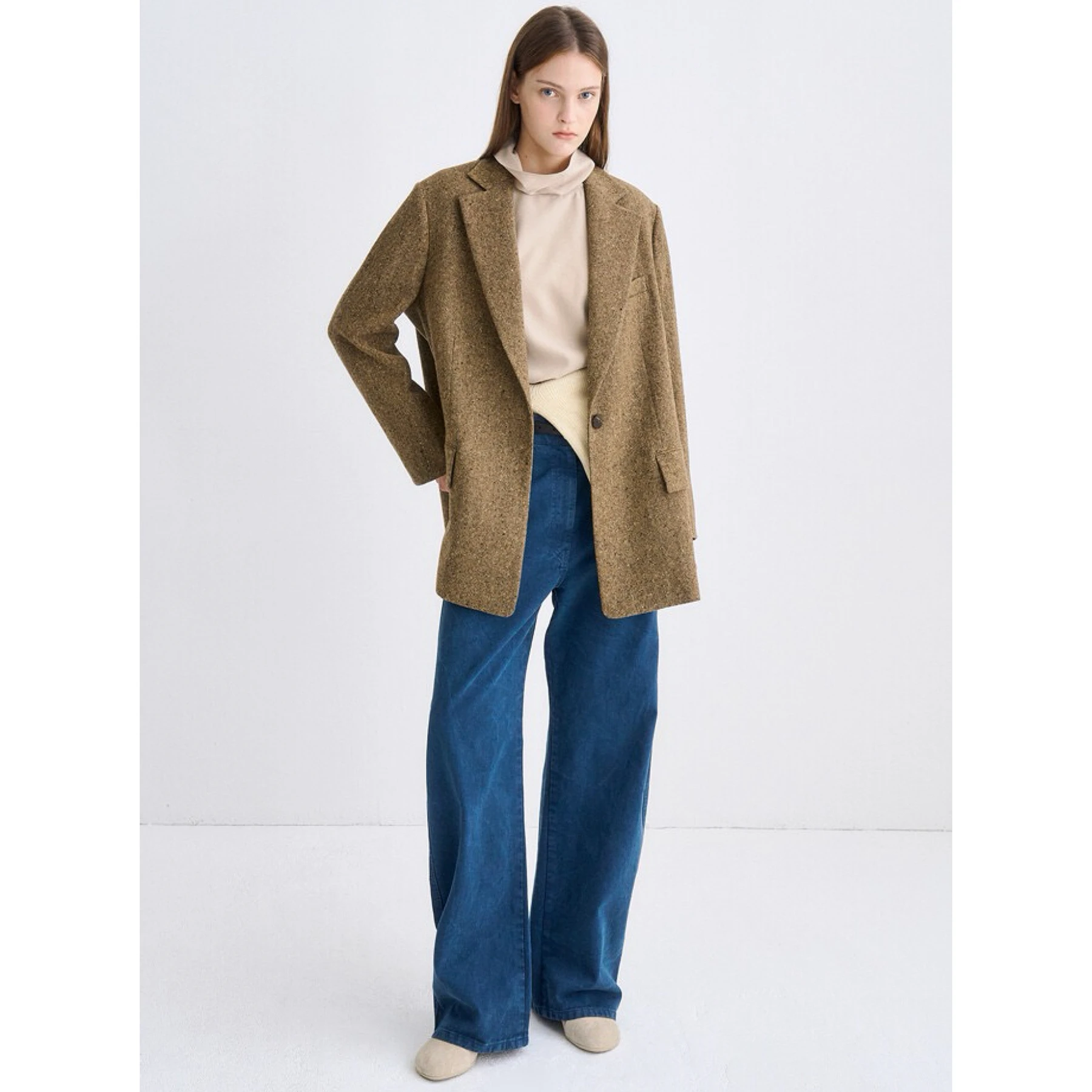 

Lemon Cheese TIM25 Осенний универсальный шерстяной костюм Briti Sle для похудения Jaet Ele Faionable женское пальто