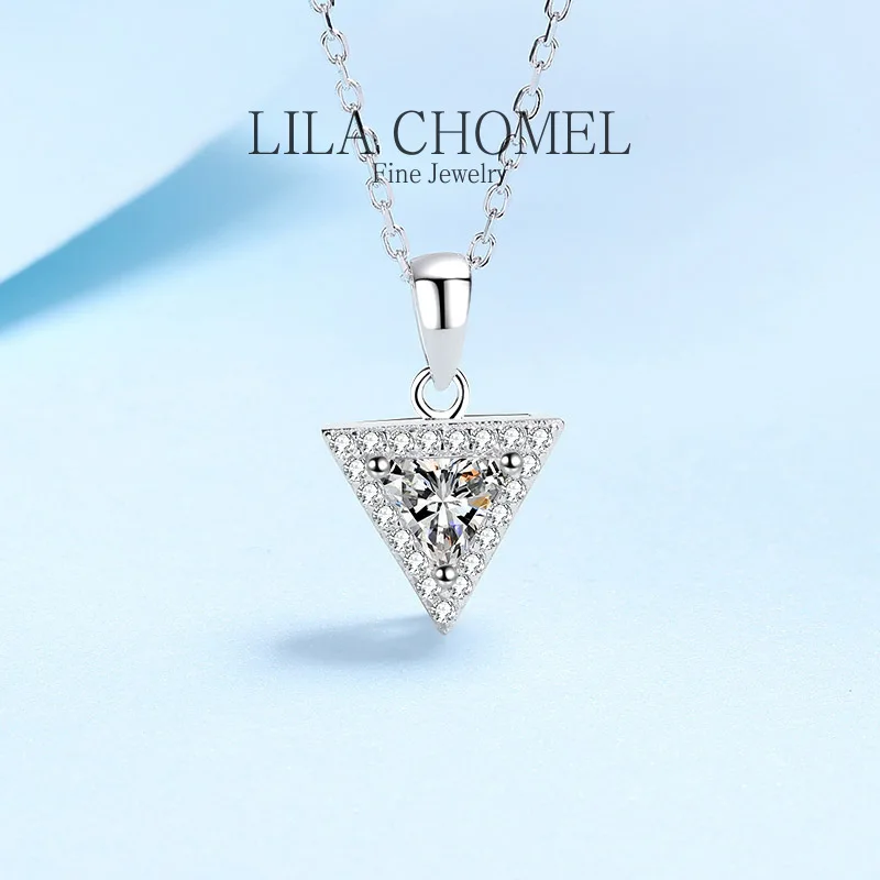 

Pendants triangle PT950 Platinum fine Jewelry 0.5/1ct D color Moissanite vvs1 Brilliant Necklace for rate of second glance women