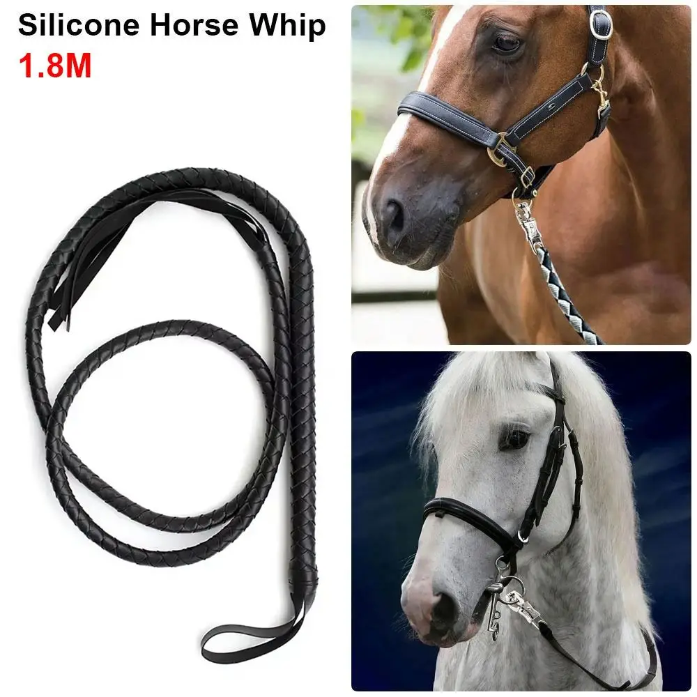 

1Pcs Paddles Horse Whip Portable With Handle Equestrian Training Pointer Leather 1.8m Racing Riding Crop for Horse Training