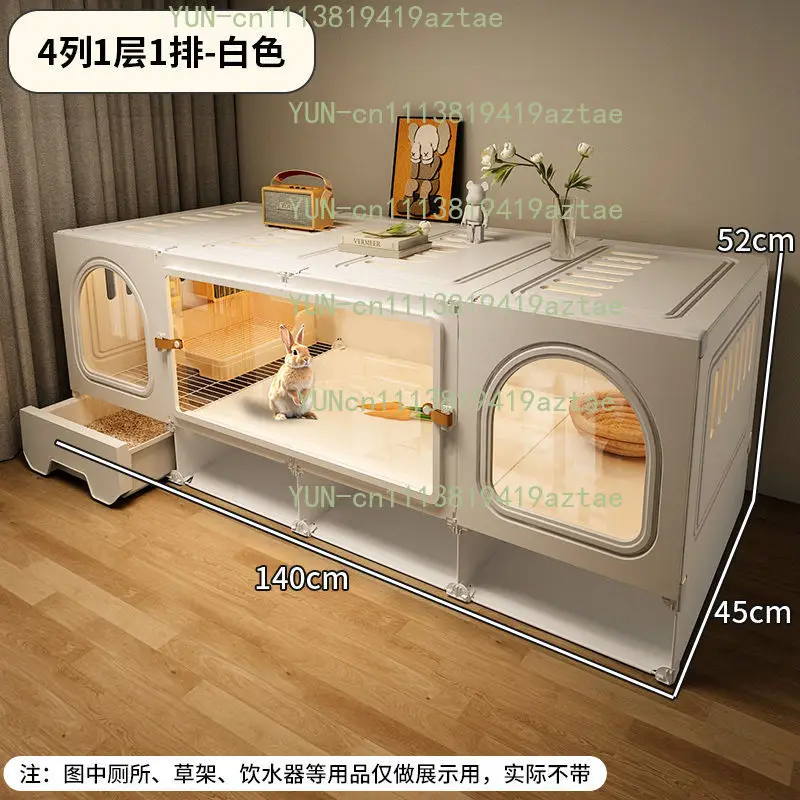 Extra Large Luxury Rabbit Cage Villa, Household Bunny House with Transparent View Panel