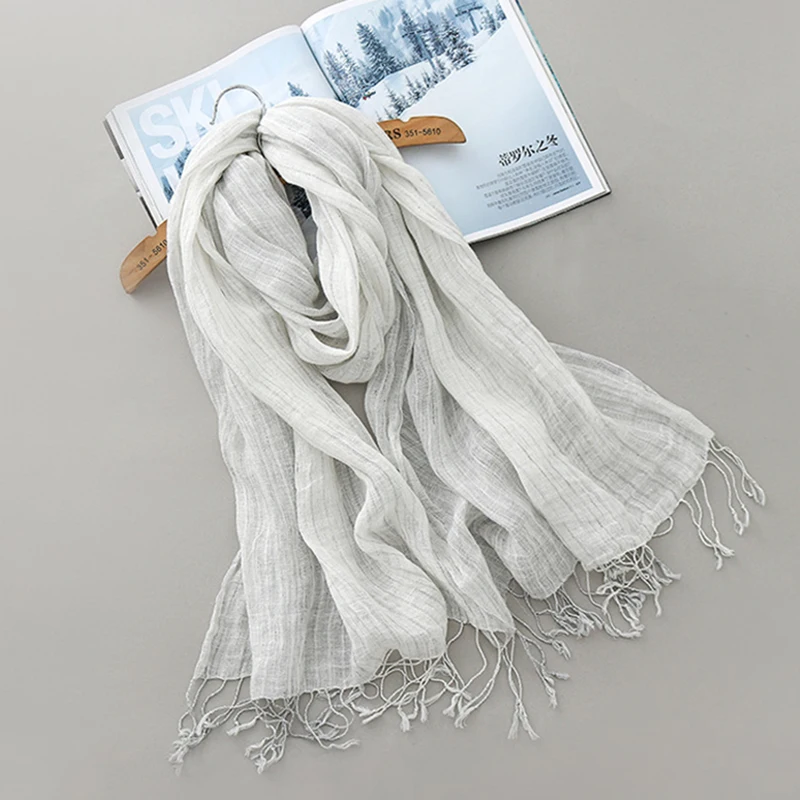 

Women Scarf Linen Long Breathable Neck Wrap Shawl Summer Sun Protection Breathable Beach Accessory For Autumn Holiday Luxury