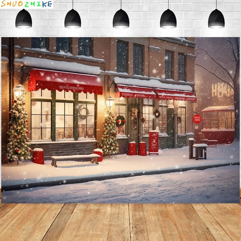 عيد الميلاد يوم السنة الجديدة خلفيات للتصوير الفوتوغرافي الموقد أشجار عيد الميلاد هدايا الثلوج الشتاء عطلة حفلة ديكو خلفية الصورة XU-08 #4