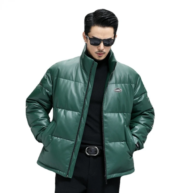 

Genuine Leather Down Jacket Men Real Sheepskin 90 Goose Down Bread Jackets Men's Winter Green Leather Jackets New in Outwears FC