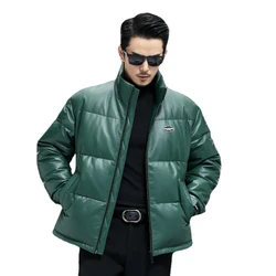 Genuine Leather Down Jacket Men Real Sheepskin 90 Goose Down Bread Jackets Men's Winter Green Leather Jackets New in Outwears FC