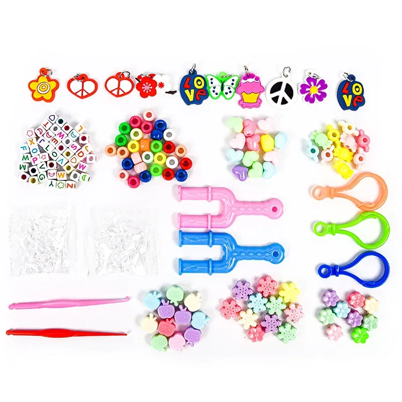 1500 pcs Rubber bands for weaving bracelet making kit diy beads toys Montessori rainbow necklace Girls Handmade Accessories