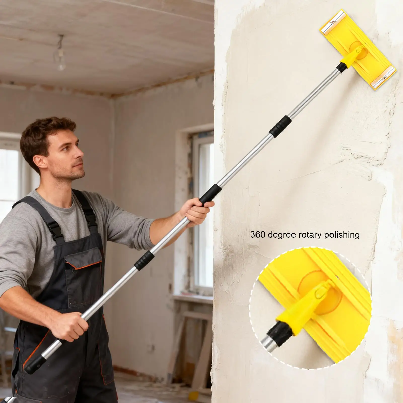 Pole Sander For Drywall Adjustable Telescopic Wall Polishing Sanding Tool Wall Cleaning Extension Pole Sander For Floors