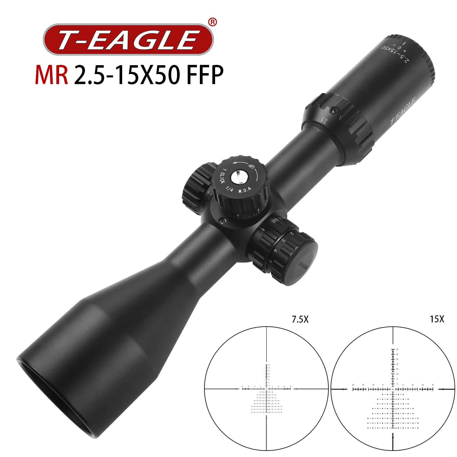 

T-EAGLE Compact Hunting Optical Sight Riflescope MR 2.5-15X50 FFP Side Focus First Focal Plane Rifle Scope for Airsoft gun