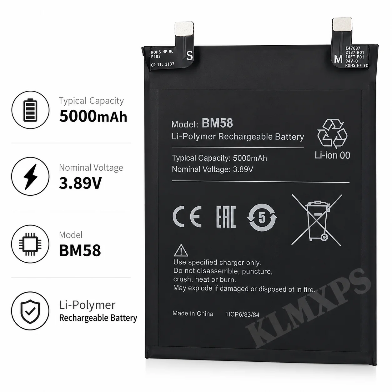 Premium Replacement Battery BM58 5000mAh For Xiaomi 11T Pro 5G Mix 4, High Capacity Mobile Phone Repair Battery With Tool Kit