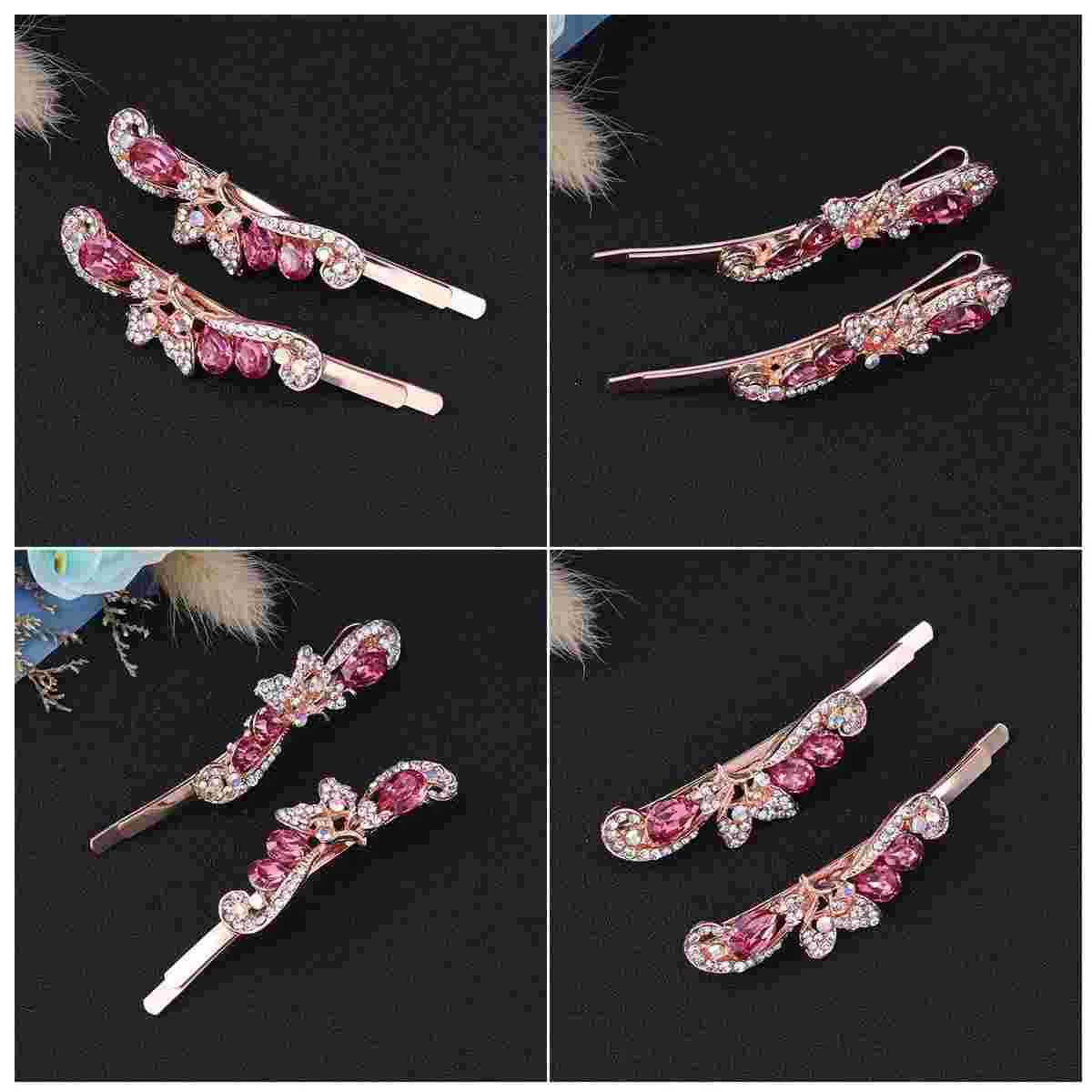 

2PCS Pretty Hair Set Alloy Clip Hair Clip Hairpins Clamps Delicate Barrettes Styling Dress Accessories(Pink)