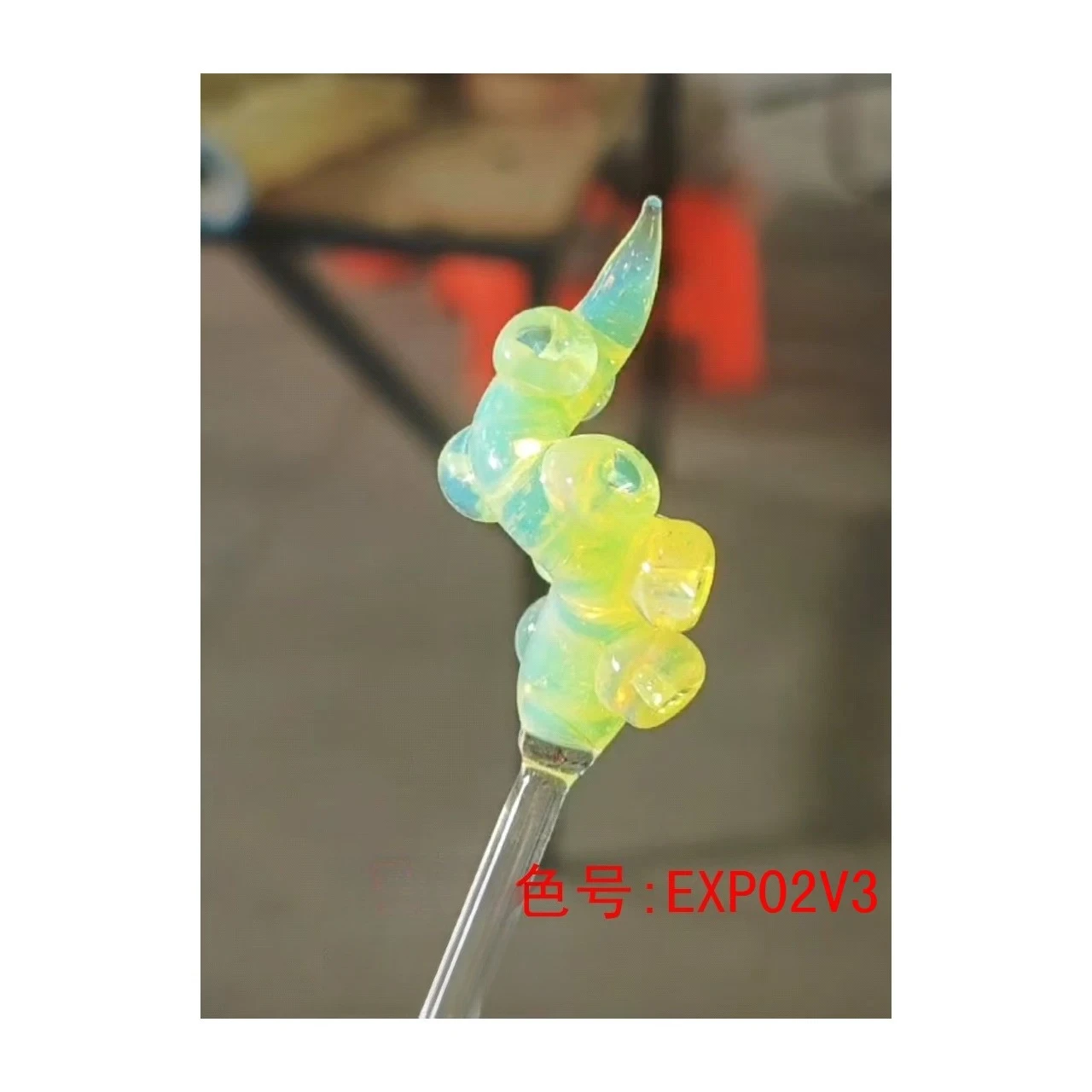 EXP02V3 Green Lemon Color Changing Rod, Burnt Glass, Lamplighter's Glass Rod