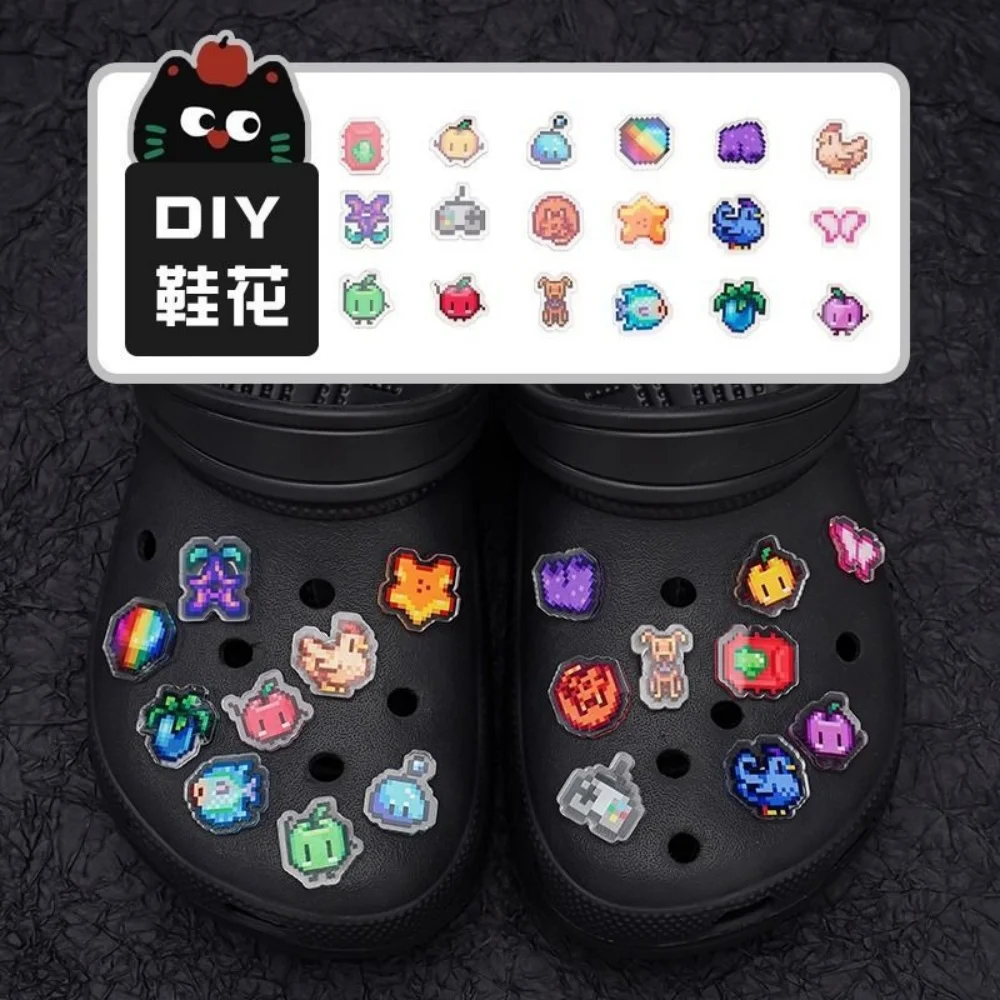 Stardew Valley Pixel Fruit Animal Pixel Pattern Anime Character Shoe Buckle Detachable Cartoon Shoe Decorations Shoe Accessories