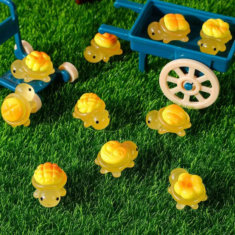 10pcs Miniature Landscape Resin Luminous Bread Turtles Ornaments Garden Mini Decorations Home Office Desks Turtles Gifts