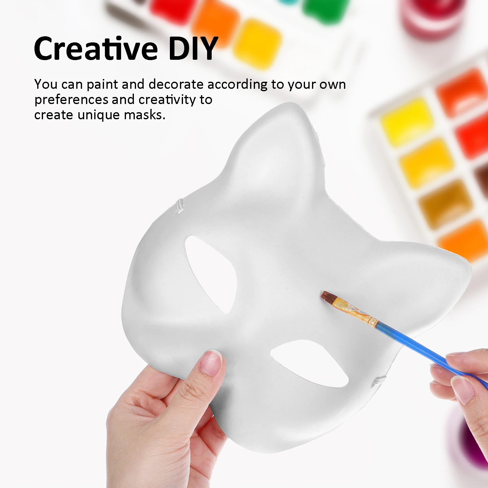 10 قطع من أقنعة القط الورقية الفارغة للحفلات التنكرية للهالوين أقنعة ورقية لتزيين الحرف اليدوية المرسومة يدويًا