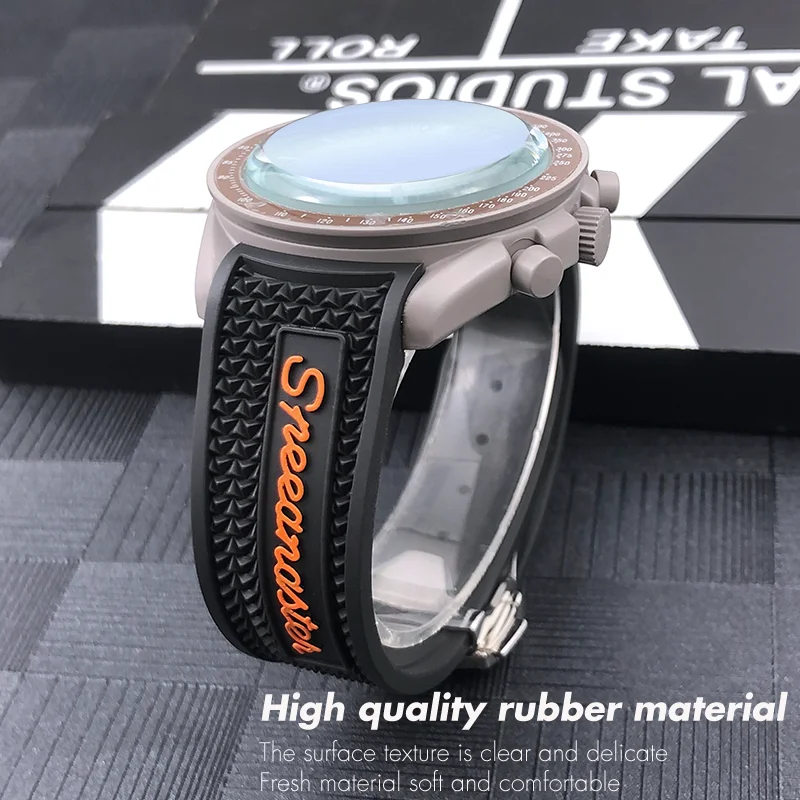 20mm 21mm 19mm 18mm 22mm Quality Natural Rubber Silicone Watch Band for Omega Speedmaster Watch Seamaster Deployment Clasp Strap