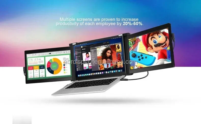 2024 Wholesale USB C HDR 1080P IPS Portable 15.4 Inch Laptop Triple Screen Laptop Screen Extender