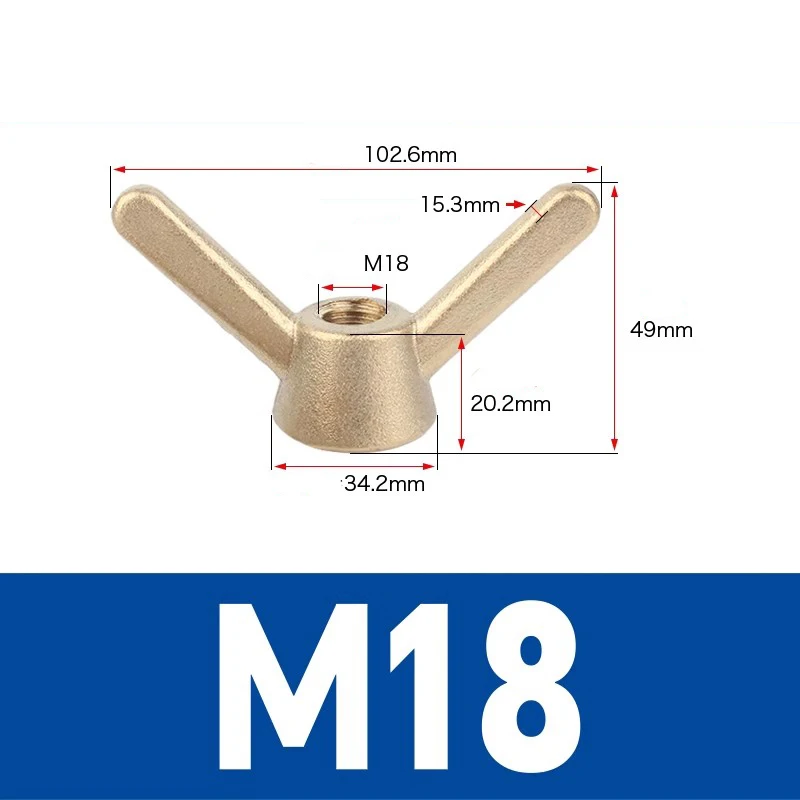 M18 Wing Butterfly Screw Nut – 304 Stainless Steel Sheep/Goat Horn Nut, Silver, Inner Diameter 6mm, Single Piece