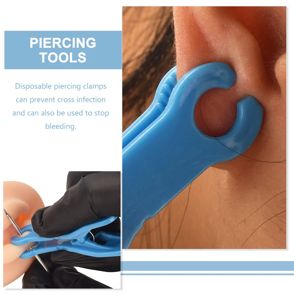 

5pcs Disposable Clamps 8mm Inner Diameter Plastic Stop Bleeding Fixing Clips Ear Nose Lip Tools Hygienic Body Art