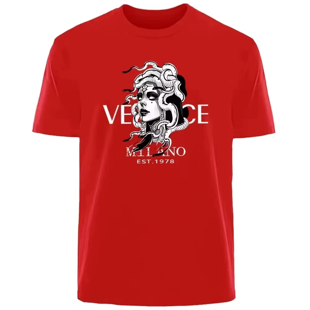 2026 Neue Italienische Beliebte Sommer-Medusa-Fotodruck T-Shirts für Tägliches Pendeln und Sport für Männer und Frauen – Detail 4