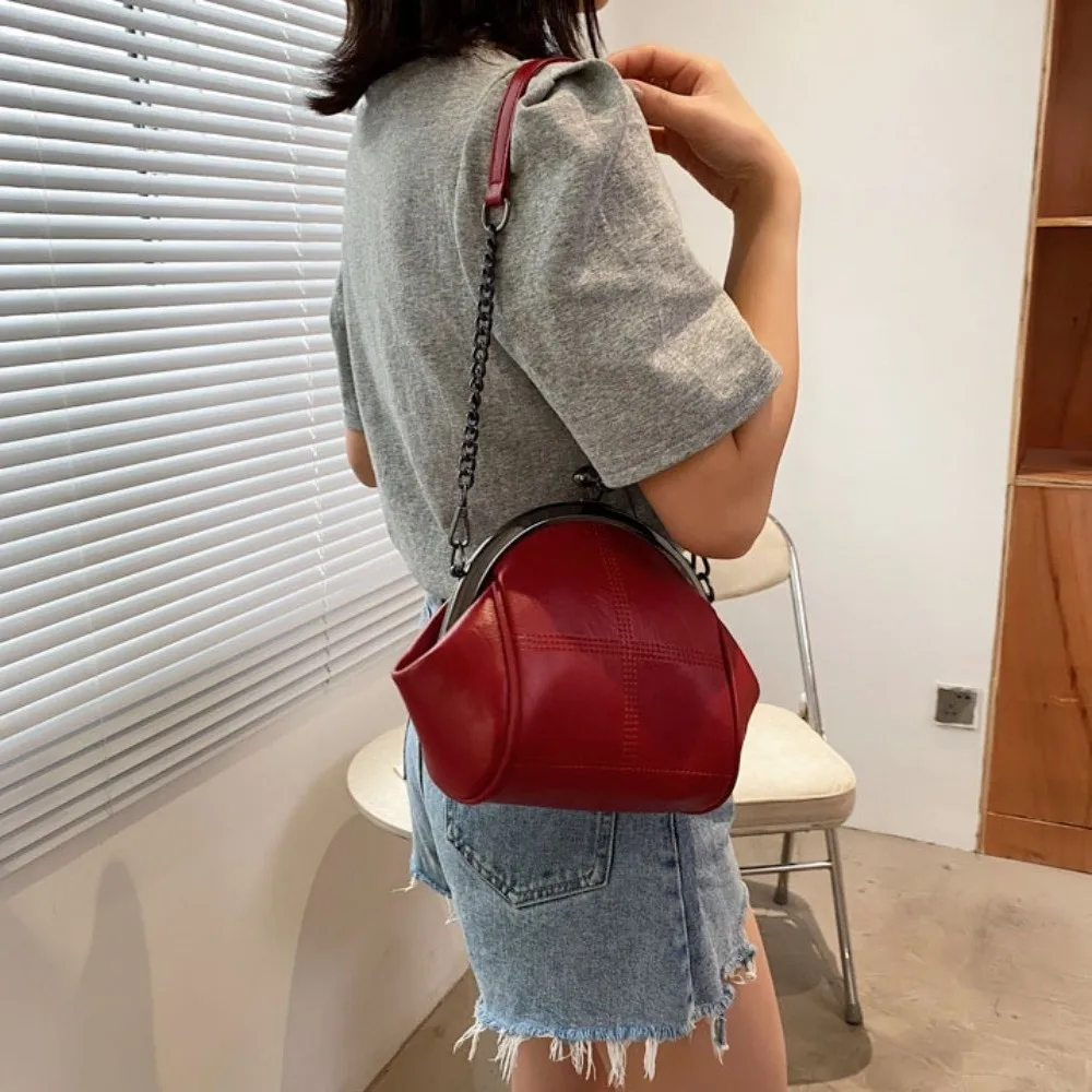 

Однотонная сумка-клатч с застежкой Kiss Lock, большая вместимость, короткая ручка, из искусственной кожи, сумка через плечо, кошелек для монет, клатч, сумка на плечо