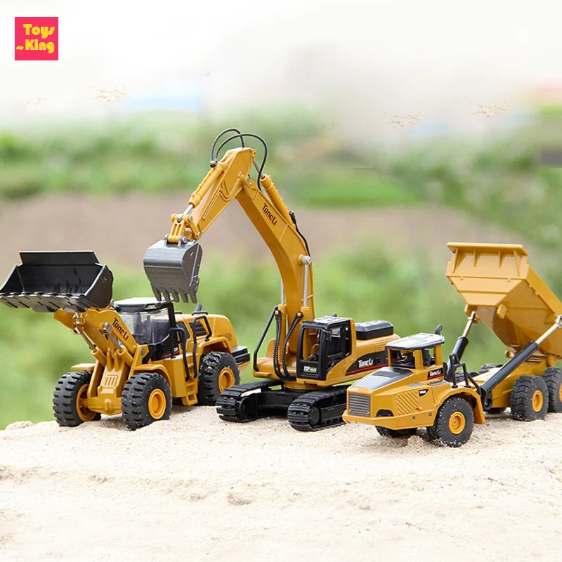 Huina 1/50 Engineering Truck Excavator Model Alloy Die-casting Mold Hydraulic Pressure Loader Bulldozer Construction Vehicle Toy