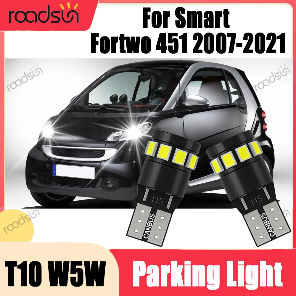 2 Stück 6000K Weiße T10 W5W Canbus LED-Positionsleuchte Mini-Größe 12V 24V Plug-and-Play Kleine Leuchte für Smart Fortwo 451 2007-2021