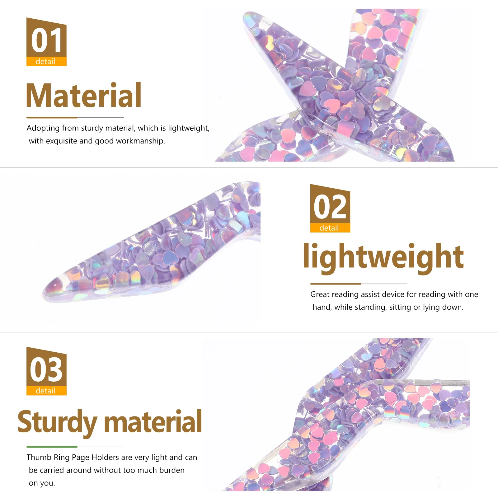 

2Pcs Lightweight Thumb Page Holder Book Reading Bookmark Decorative Page Holder for Standing Sitting Lying Down Reading